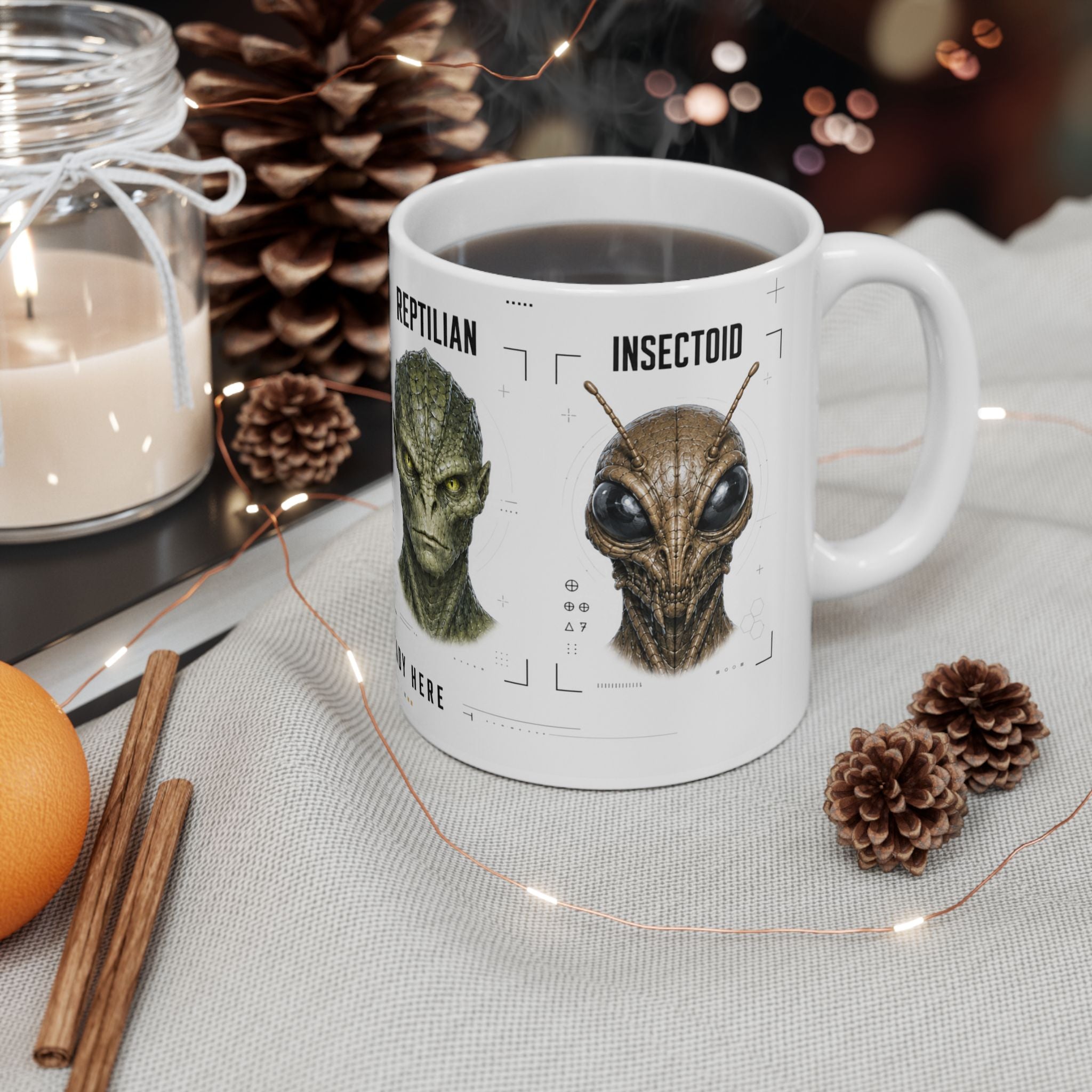 Alien Species - Nordic, Grey, Reptilian, Insectoid - Ceramic Mug - 11oz