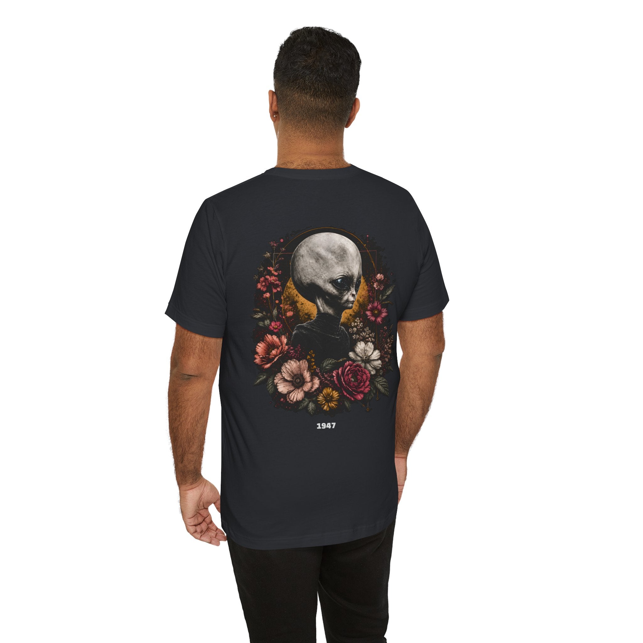 Roswell 1947 Alien Tee — Vintage Floral UFO T-Shirt