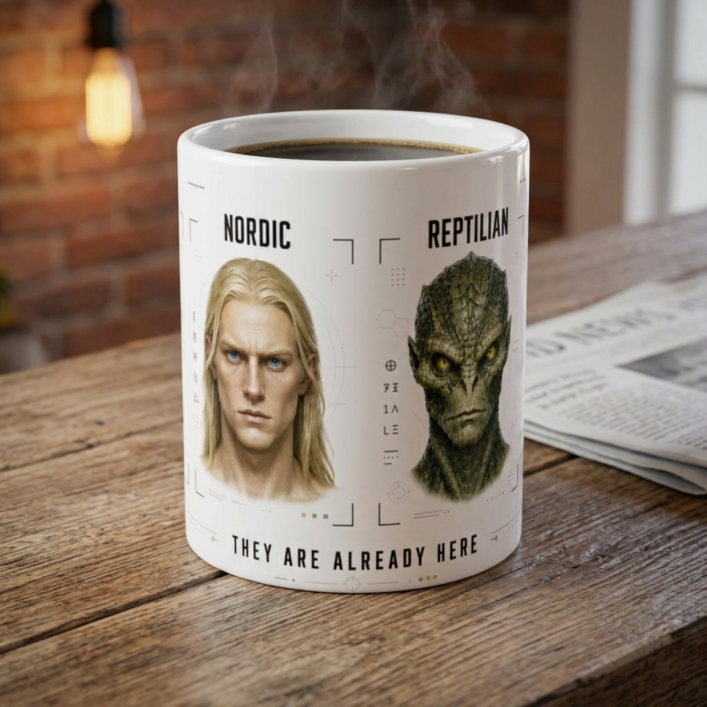 Alien Species - Nordic, Grey, Reptilian, Insectoid - Ceramic Mug - 11oz