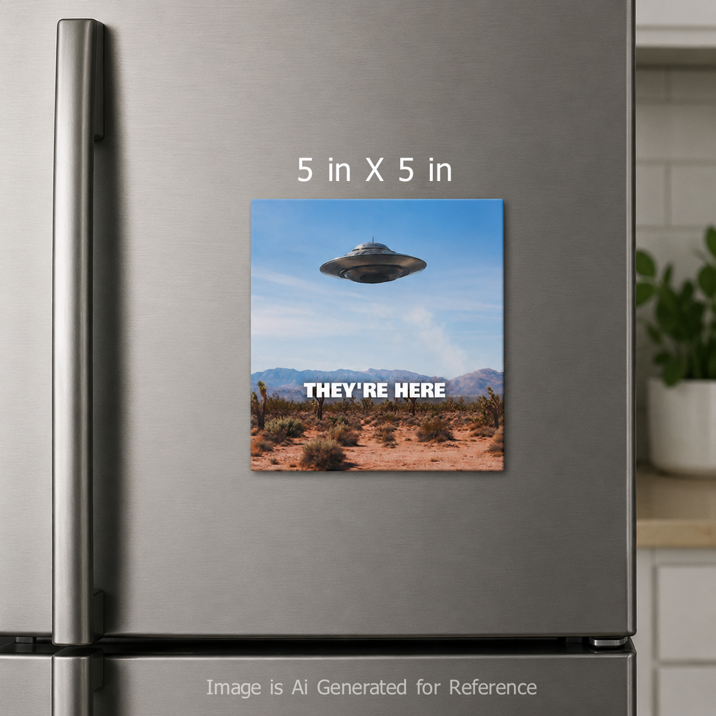UFO They're Here - Car Magnet