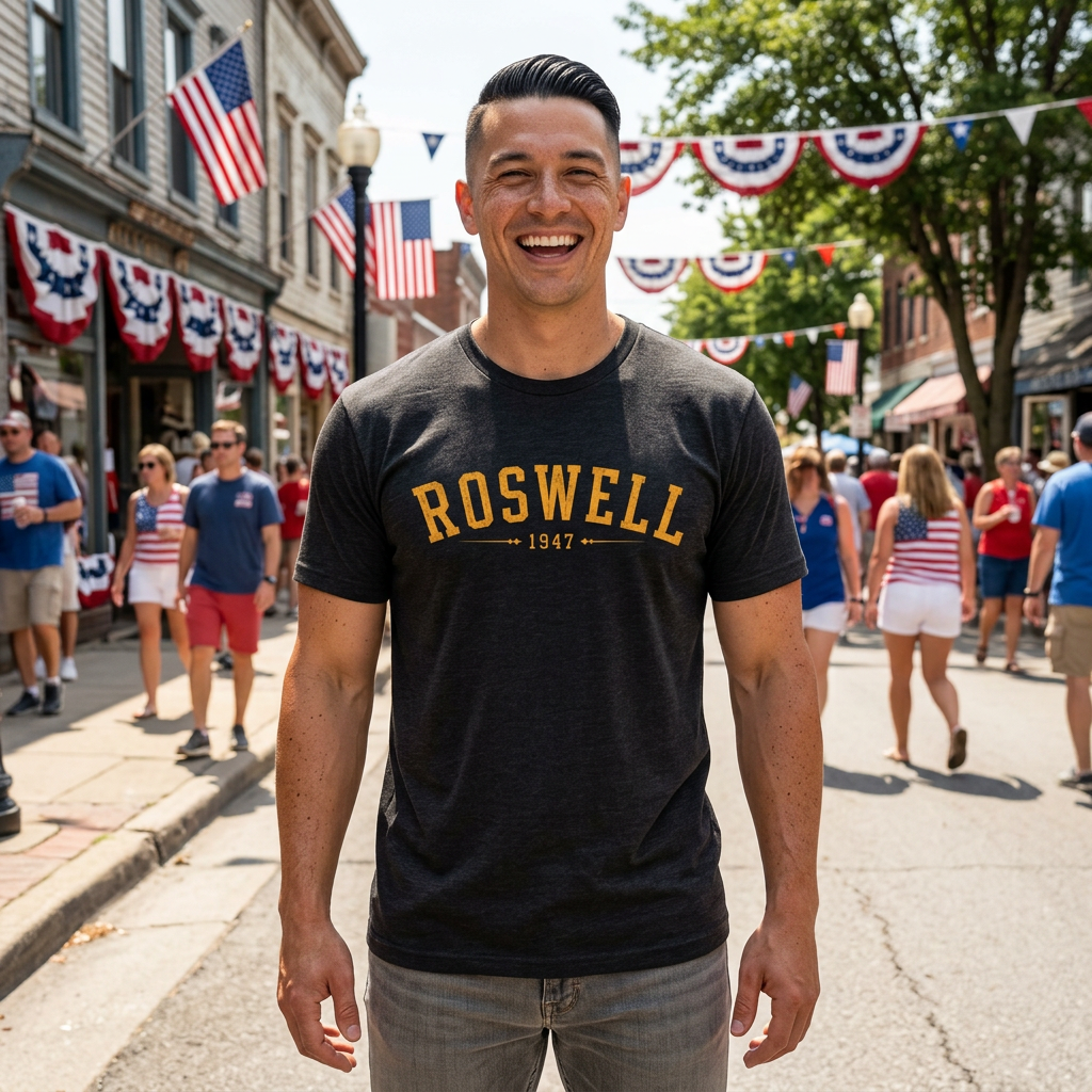 Roswell 1947 Alien Tee — Vintage Floral UFO T-Shirt