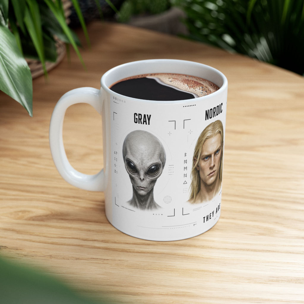 Alien Species - Nordic, Grey, Reptilian, Insectoid - Ceramic Mug - 11oz