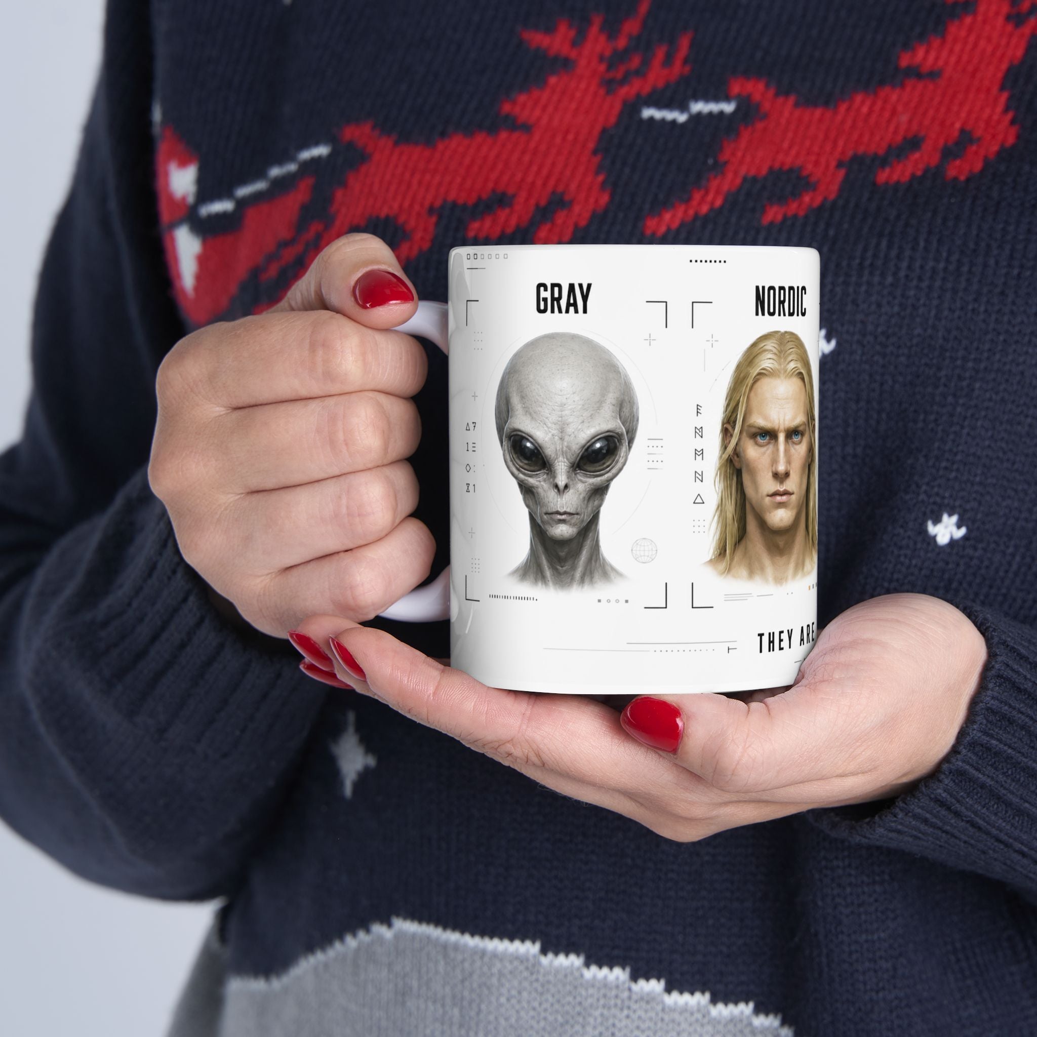 Alien Species - Nordic, Grey, Reptilian, Insectoid - Ceramic Mug - 11oz