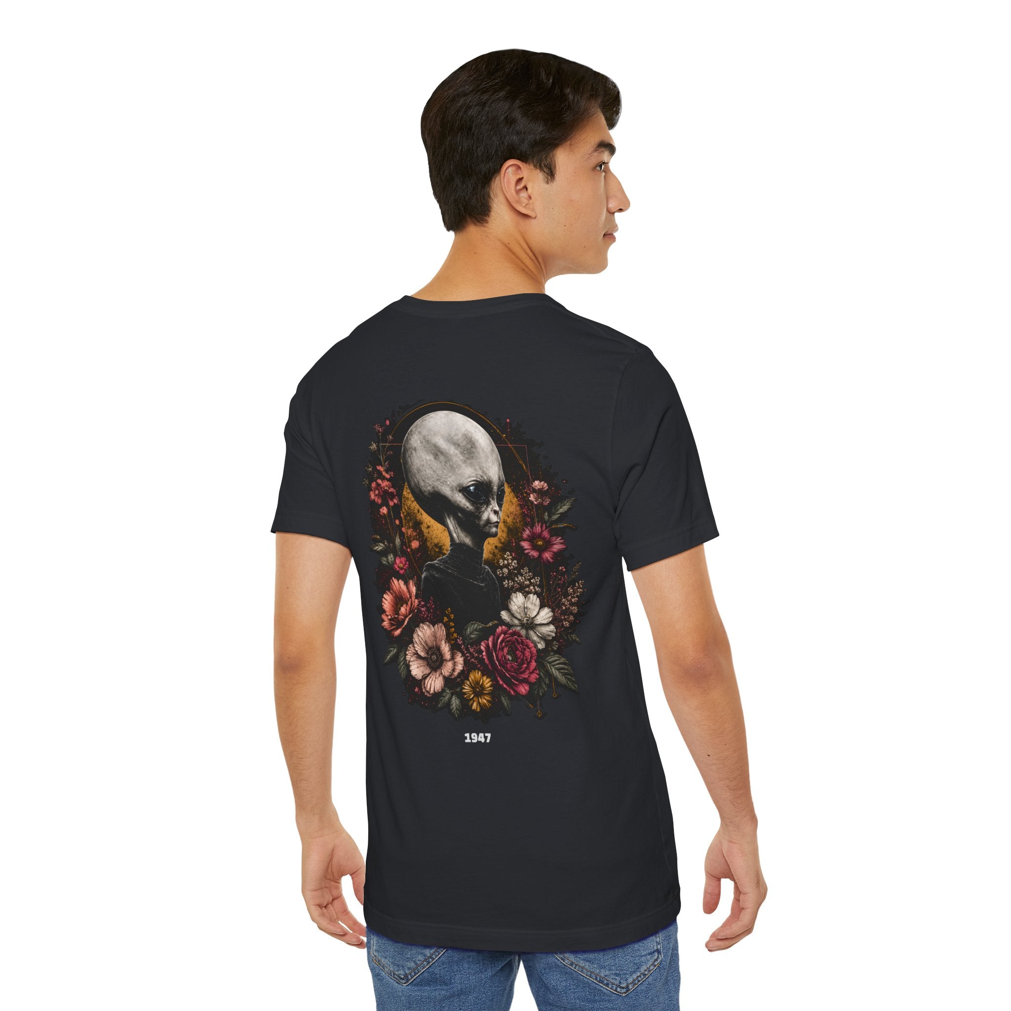 Roswell 1947 Alien Tee — Vintage Floral UFO T-Shirt