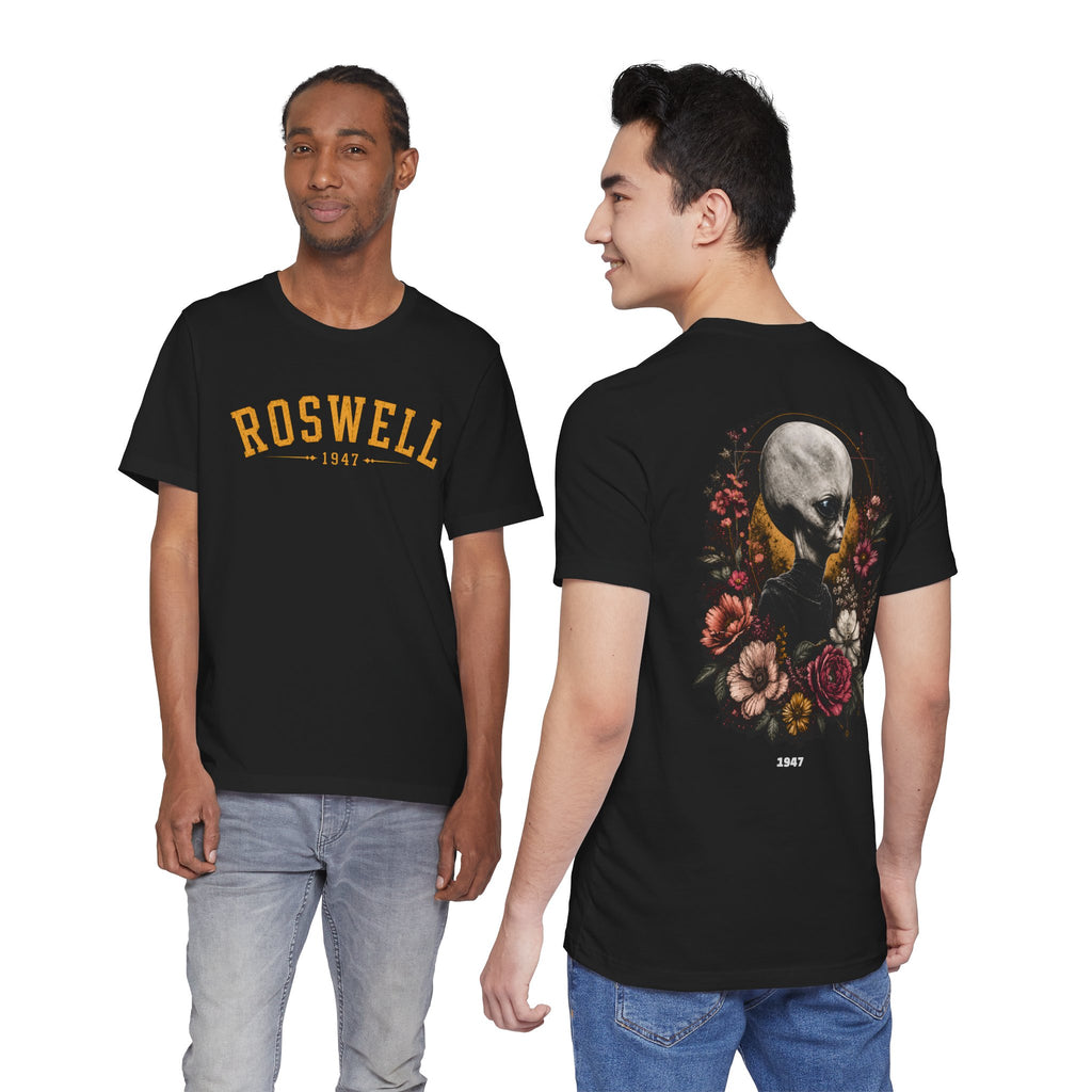 Roswell 1947 Alien Tee — Vintage Floral UFO T-Shirt