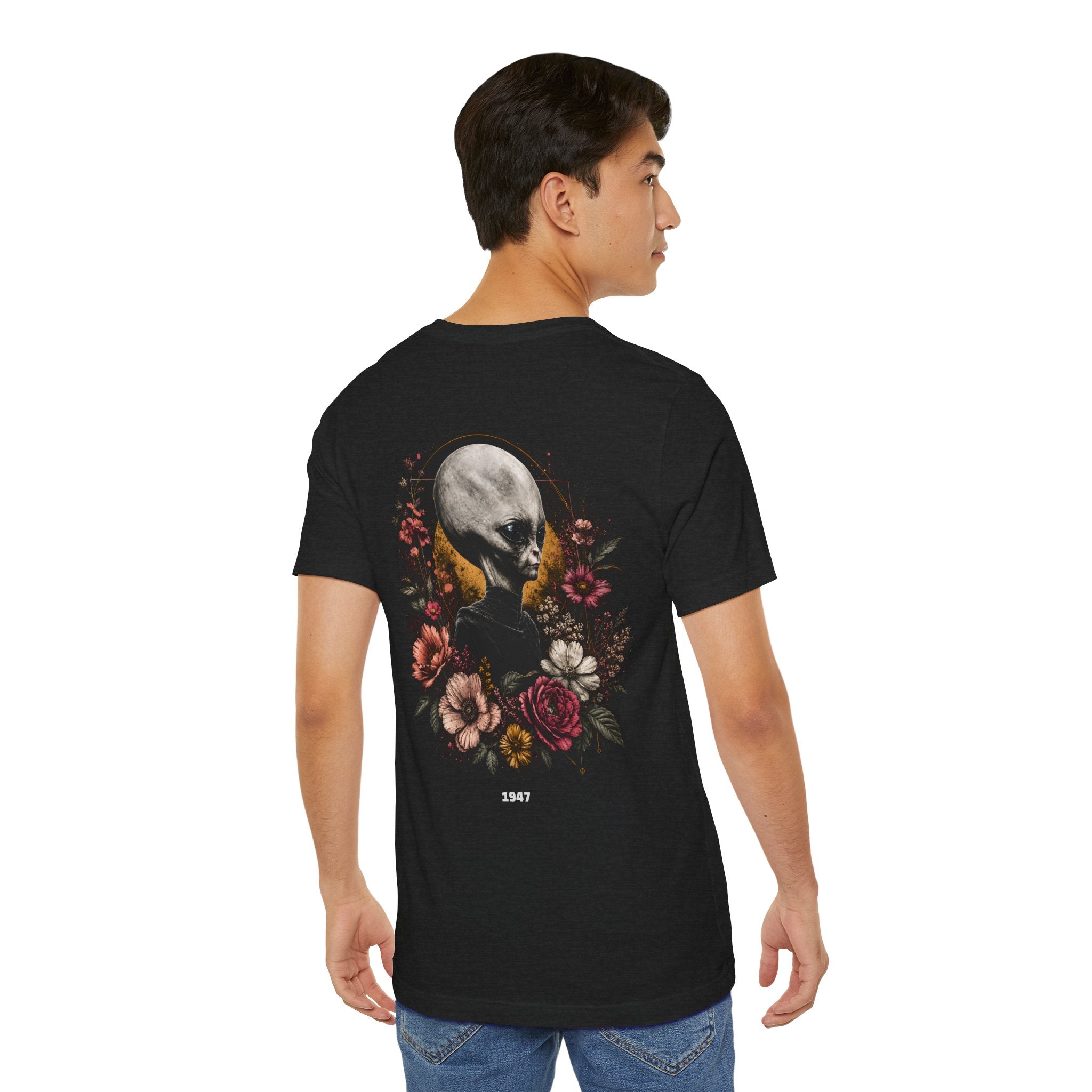Roswell 1947 Alien Tee — Vintage Floral UFO T-Shirt
